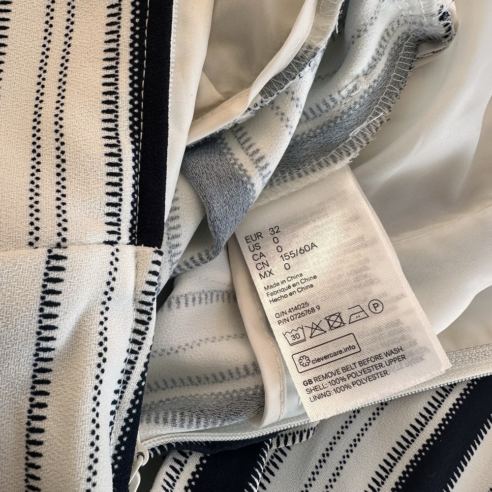 NWT H&M Chic Strapless Jumper Size 0 Wide Leg Crop Black White Striped Belted - Picture 7 of 9